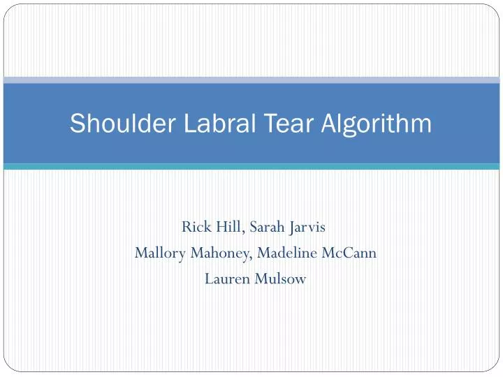shoulder labral tear algorithm