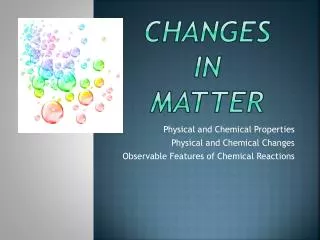 Changes in matter