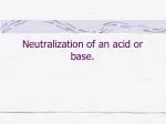 Neutralization of an acid or base.
