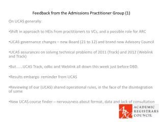 Feedback from the Admissions Practitioner Group (1)