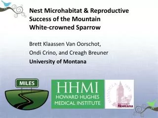 Nest Microhabitat &amp; Reproductive Success of the Mountain White-crowned Sparrow