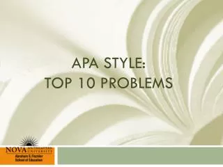 APA STYLE: Top 10 Problems