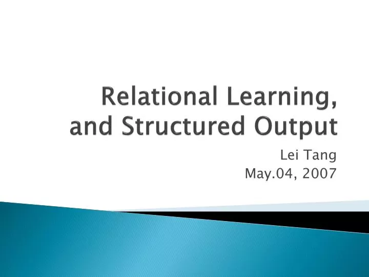 relational learning and structured output