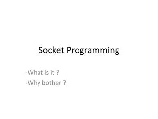 Socket Programming