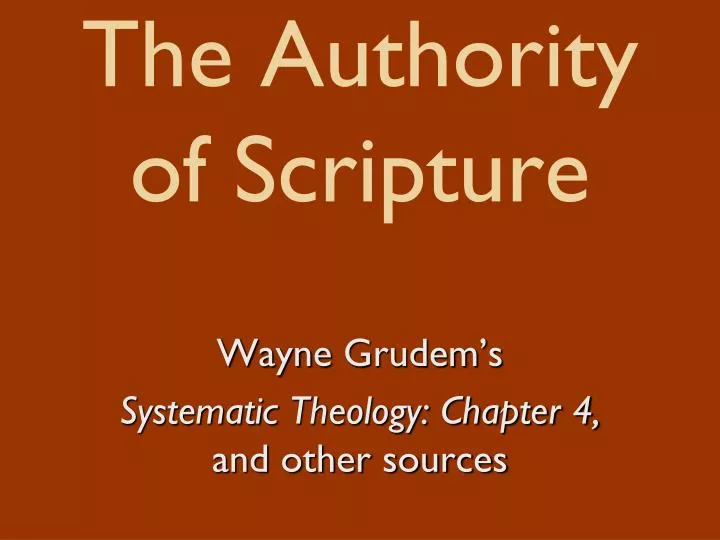 the authority of scripture