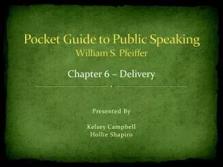 Pocket Guide to Public Speaking William S. Pfeiffer