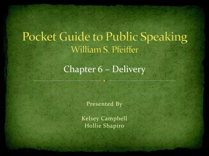 pocket guide to public speaking william s pfeiffer