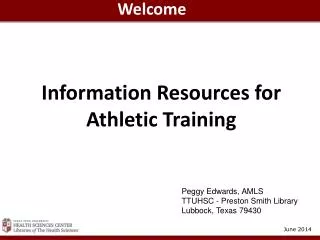 Information Resources for Athletic Training