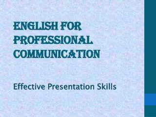 ENGLISH FOR PROFESSIONAL COMMUNICATION