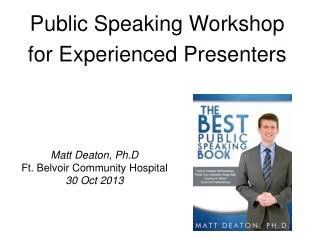 Public Speaking Workshop for Experienced Presenters