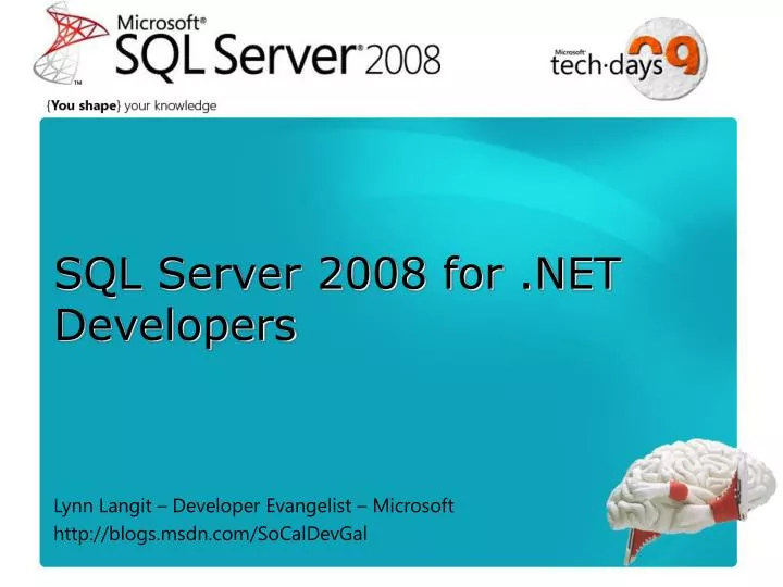 sql server 2008 for net developers