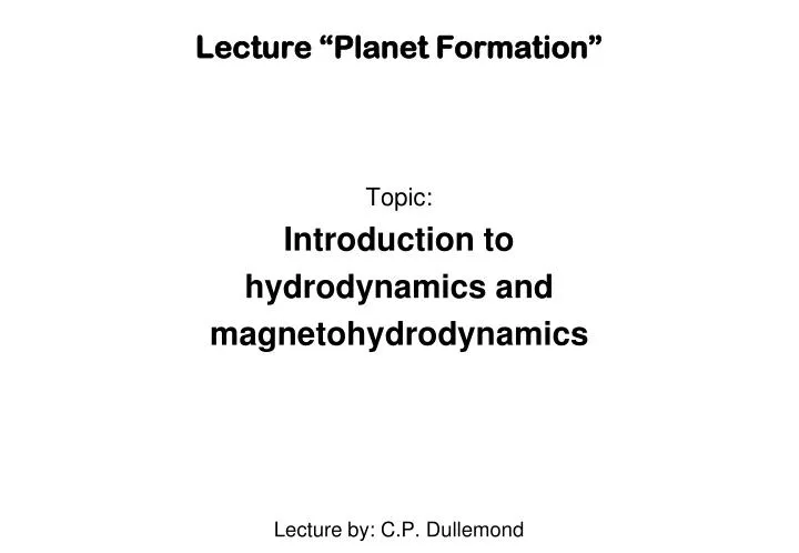 lecture planet formation