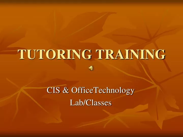 tutoring training