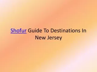 Shofur Guide To Destinations In New Jersey