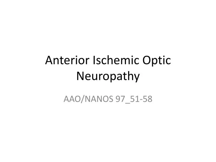 anterior ischemic optic neuropathy