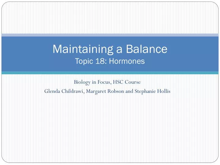 maintaining a balance topic 18 hormones