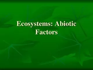 ecosystems abiotic factors