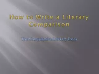 How to Write a Literary Comparison