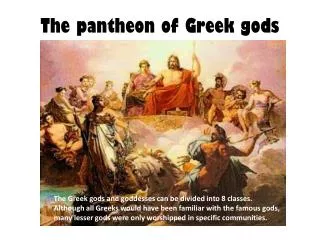 The pantheon of Greek gods