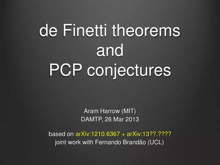 de finetti theorems and pcp conjectures