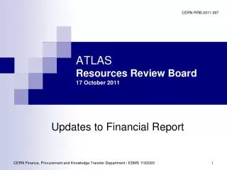 ATLAS Resources Review Board 17 October 2011