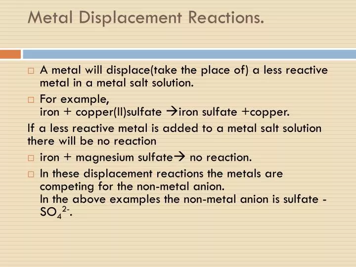 metal displacement reactions