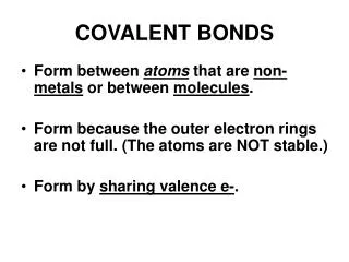 COVALENT BONDS