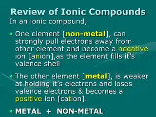 Review of Ionic Compounds