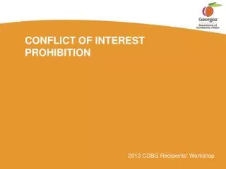 CONFLICT OF INTEREST PROHIBITION