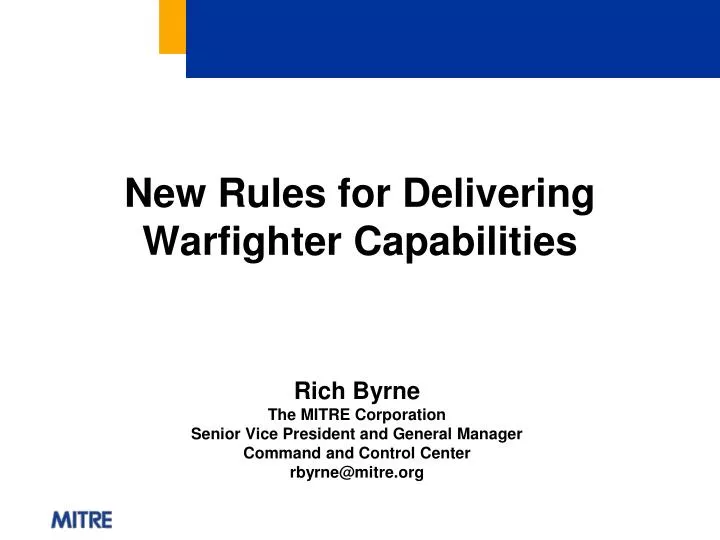 new rules for delivering warfighter capabilities