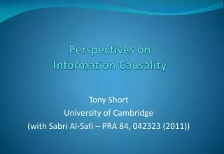 Perspectives on Information Causality