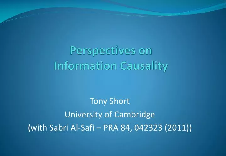 perspectives on information causality