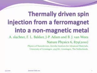 Thermally driven spin injection from a ferromagnet into a non-magnetic metal