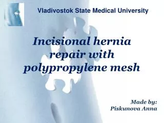 Incisional hernia repair with polypropylene mesh