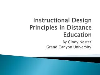 instructional design principles in distance education