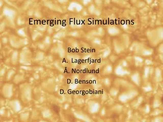 Emerging Flux Simulations