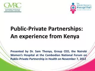Public-Private Partnerships: An experience from Kenya