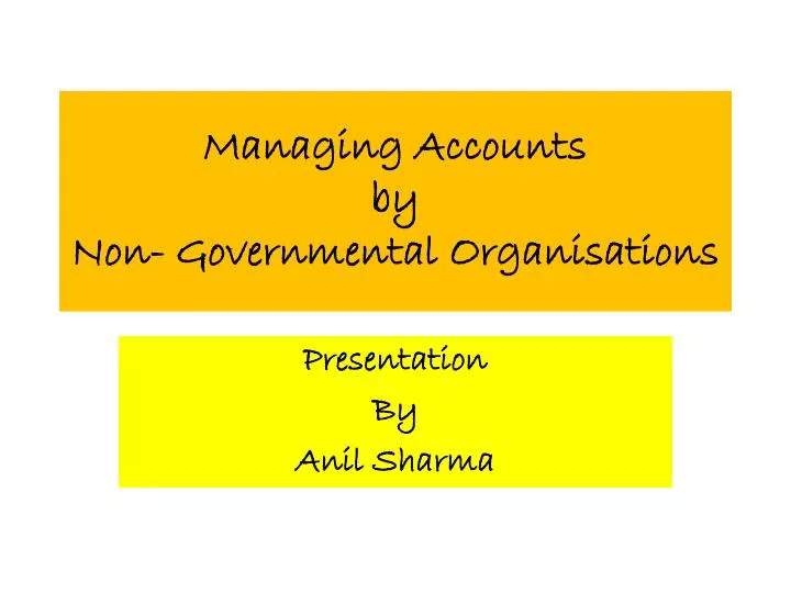 managing accounts by non governmental organisations