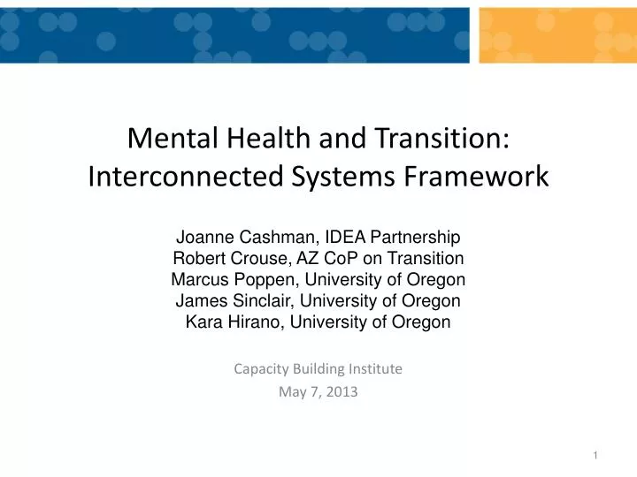 mental health and transition interconnected systems framework