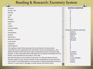 Reading &amp; Research: Excretory System