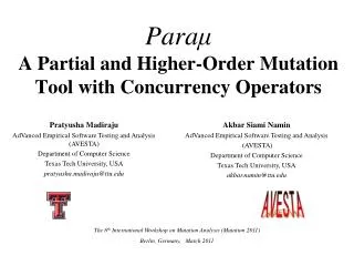 Para ? A Partial and Higher-Order Mutation Tool with Concurrency Operators