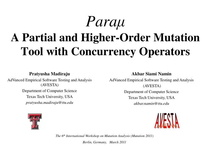 para a partial and higher order mutation tool with concurrency operators