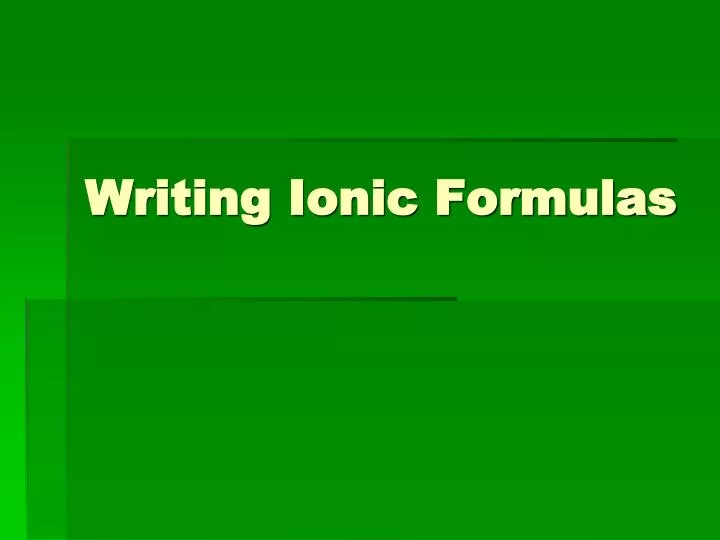 writing ionic formulas