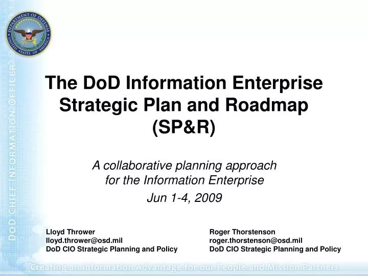 the dod information enterprise strategic plan and roadmap sp r