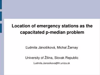 Location of emergency station s as the capacitated p-median problem