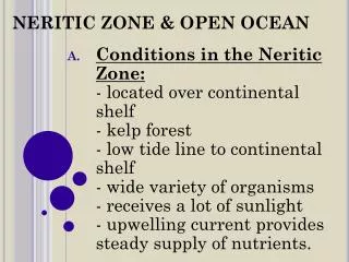 NERITIC ZONE &amp; OPEN OCEAN