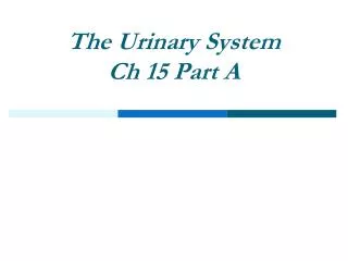 The Urinary System Ch 15 Part A