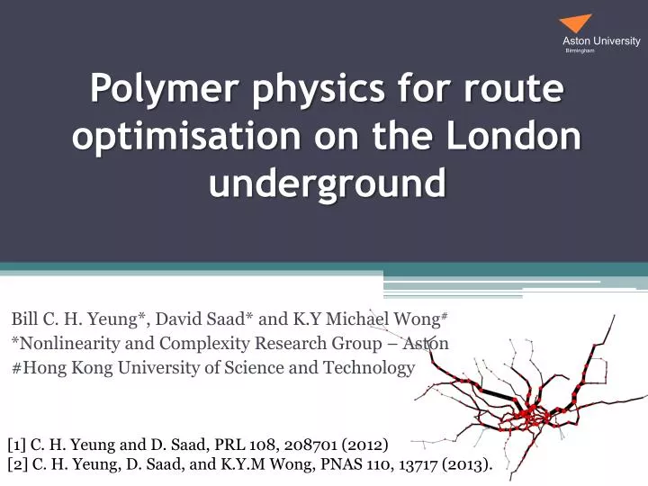 polymer physics for route optimisation on the london underground