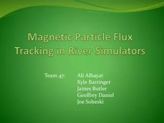 Magnetic Particle Flux Tracking in River Simulators