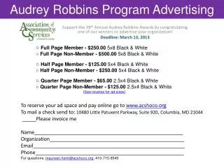 Audrey Robbins Program Advertising